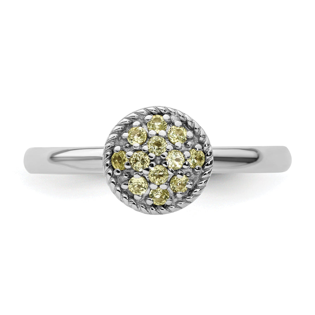 Sterling Silver Peridot Rhodium Ring