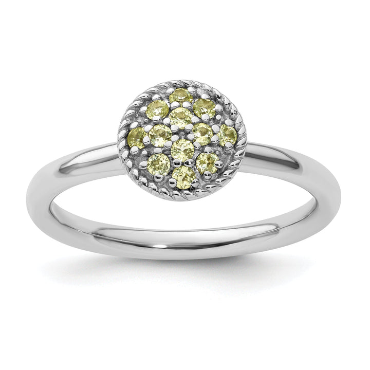 Sterling Silver Peridot Rhodium Ring