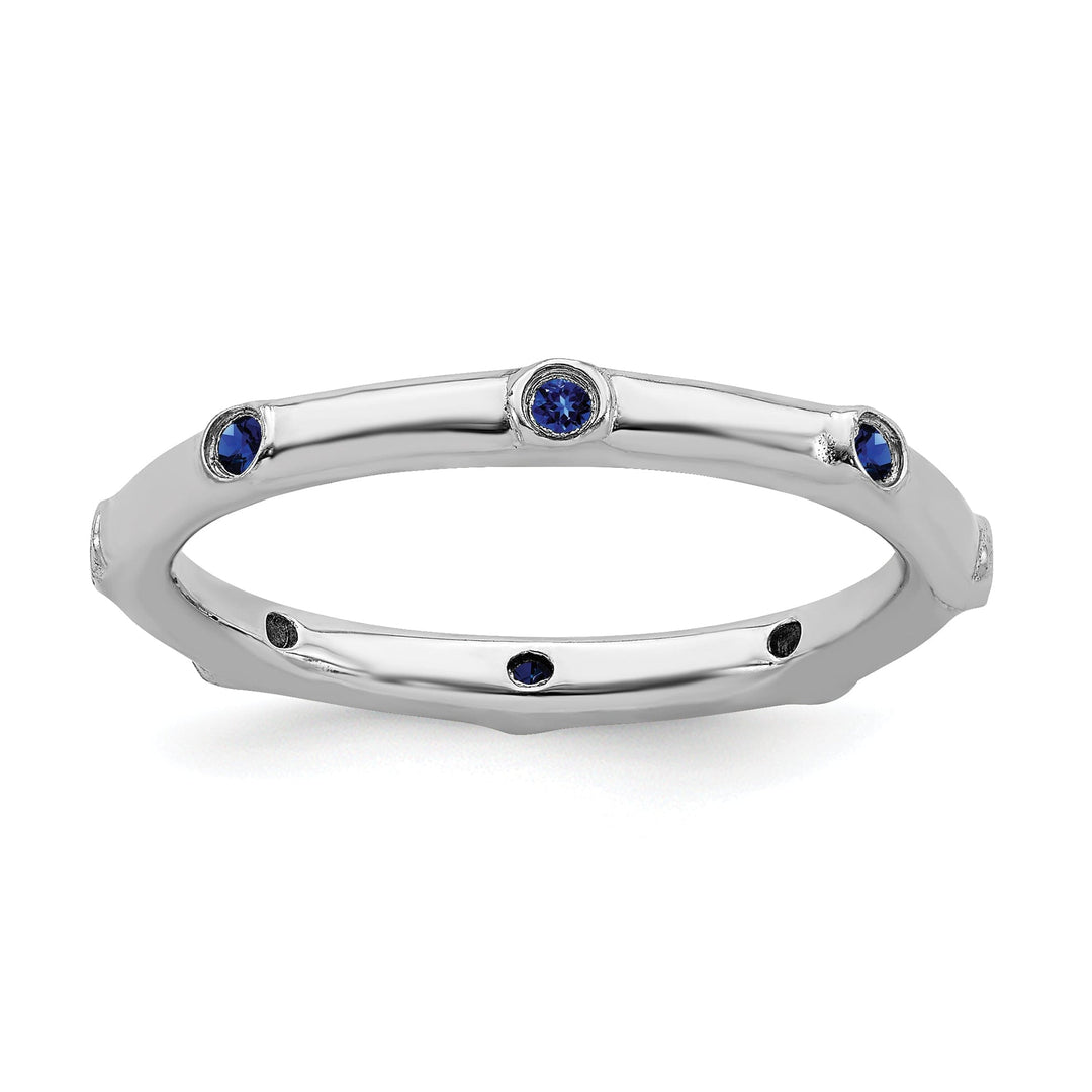 Sterling Silver Created Sapphire Ring