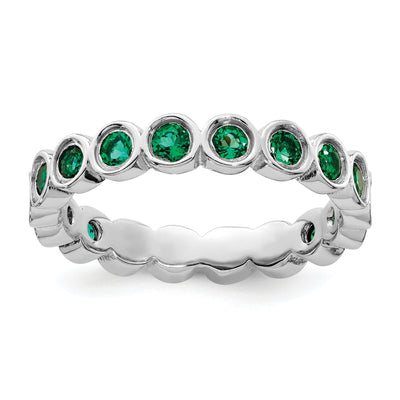 Sterling Silver Stackable Expressions Emerald Ring at $ 93.02 only from Jewelryshopping.com