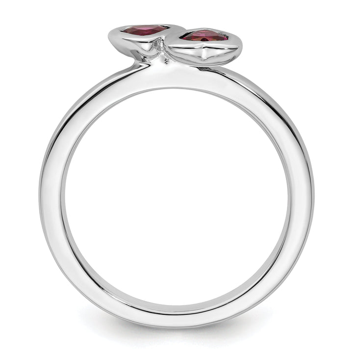 Sterling Silver Rhodolite Garnet Double Heart Ring