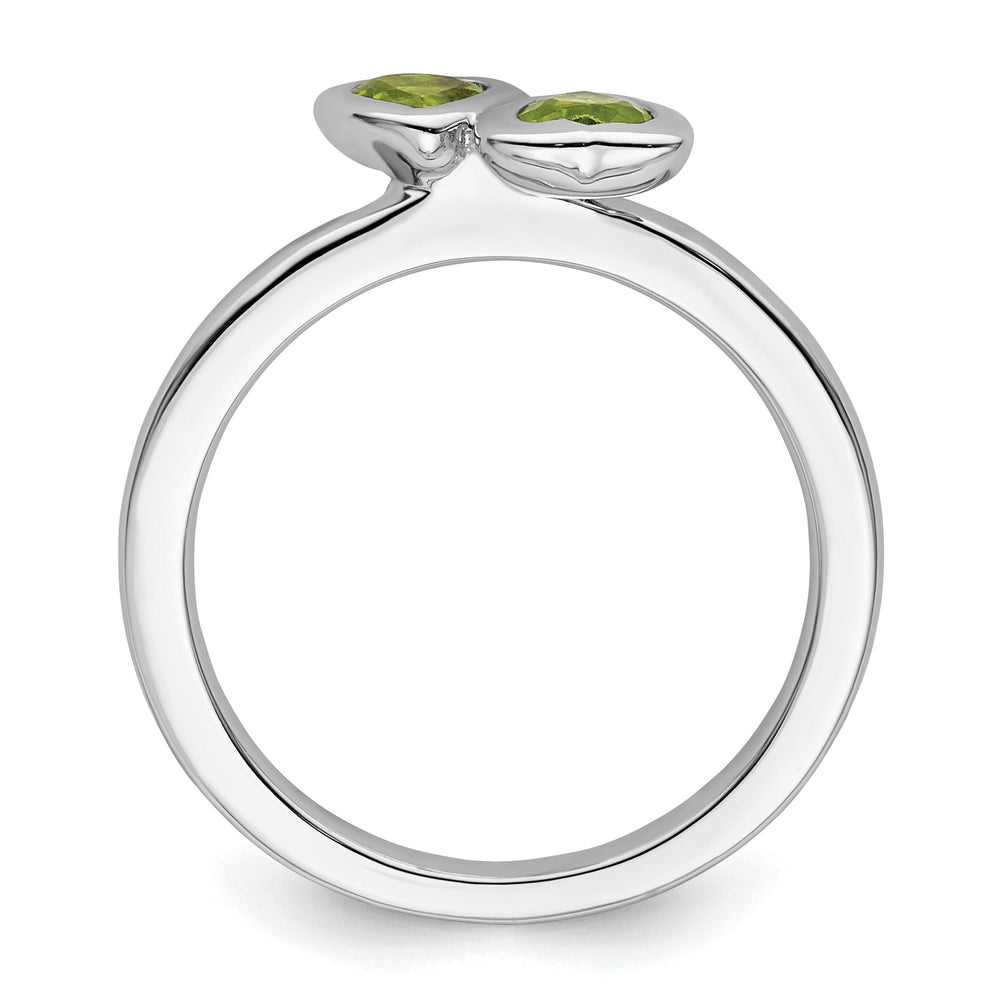 Sterling Silver Peridot Double Heart Ring