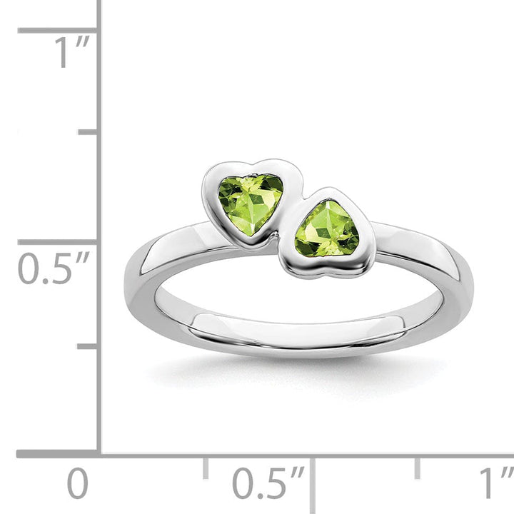 Sterling Silver Peridot Double Heart Ring