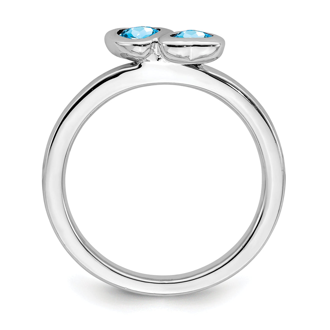 Sterling Silver Blue Topaz Double Heart Ring