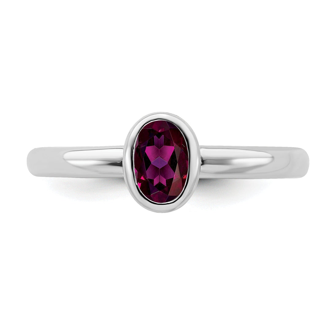 Sterling Silver Oval Rhodolite Garnet Ring