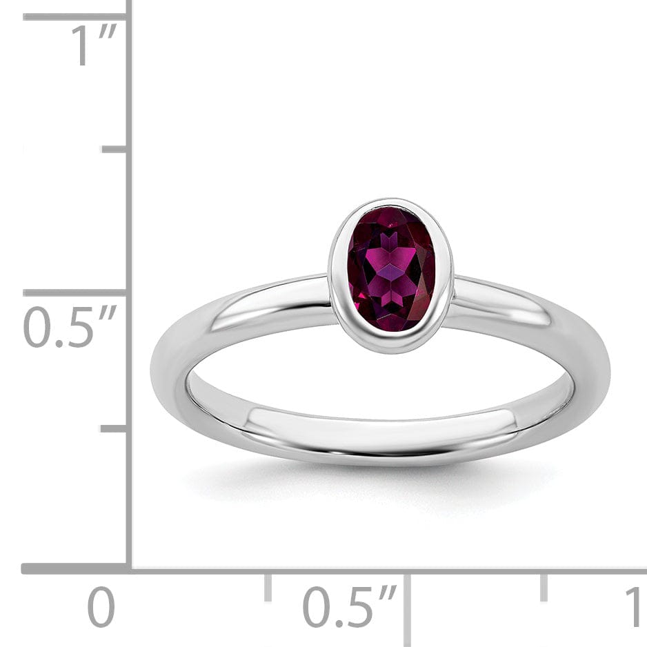 Sterling Silver Oval Rhodolite Garnet Ring