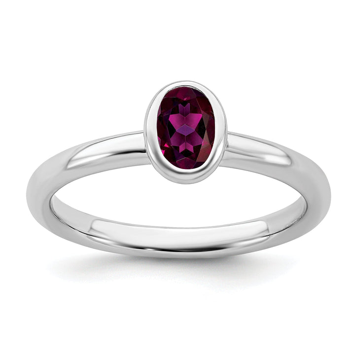 Sterling Silver Oval Rhodolite Garnet Ring