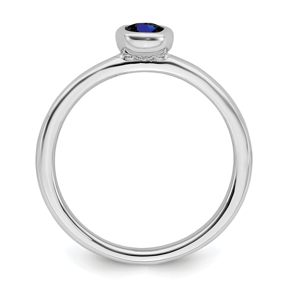 Sterling Silver Oval Created Sapphire Ring