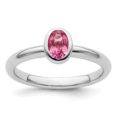 Sterling Silver Oval Pink Tourmaline Ring
