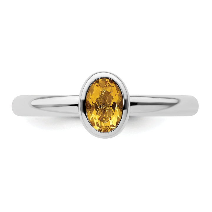 Sterling Silver Oval Citrine Ring