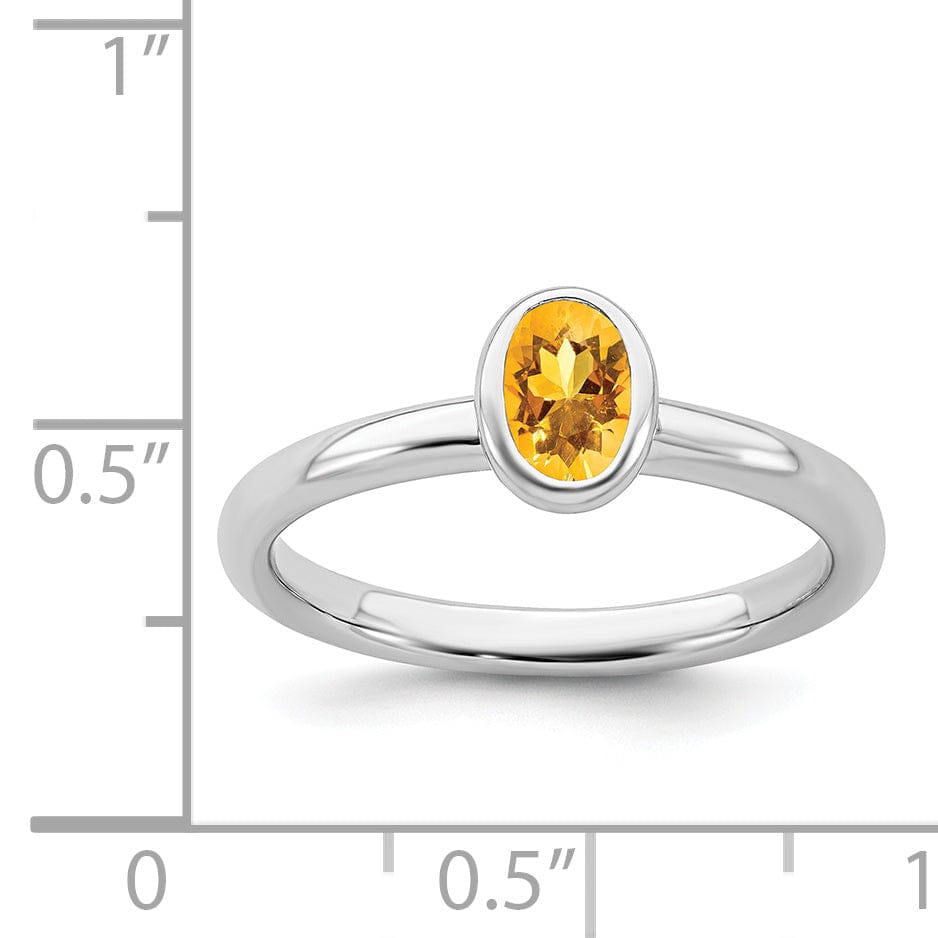 Sterling Silver Oval Citrine Ring