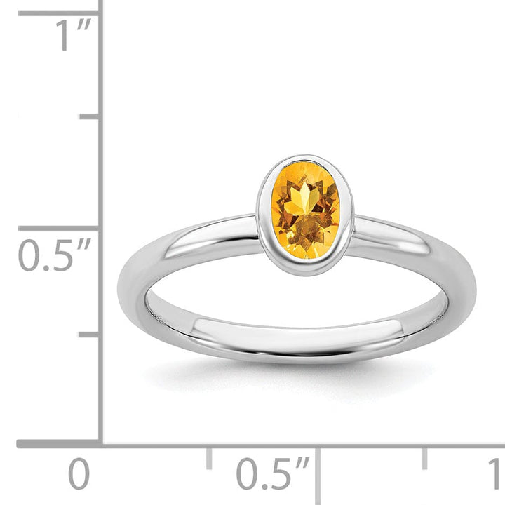 Sterling Silver Oval Citrine Ring