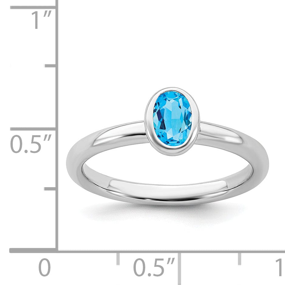 Sterling Silver Oval Blue Topaz Ring