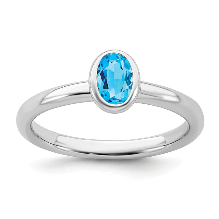 Sterling Silver Oval Blue Topaz Ring