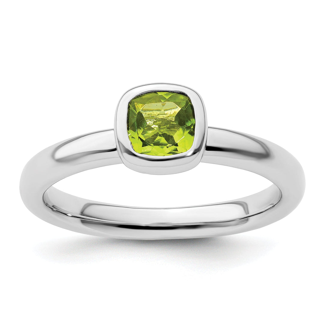 Sterling Silver Cushion Cut Peridot Ring