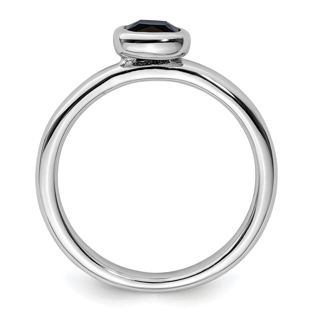 Sterling Silver Cushion Cut Created Sapphire Ring