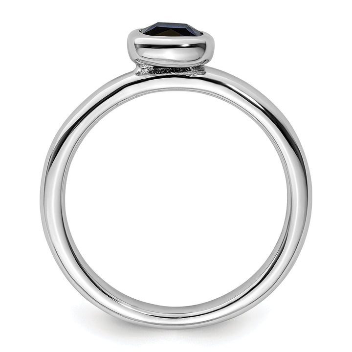 Sterling Silver Cushion Cut Created Sapphire Ring