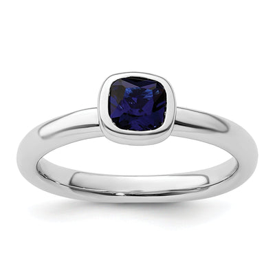 Sterling Silver Cushion Cut Created Sapphire Ring at $ 34.58 only from Jewelryshopping.com