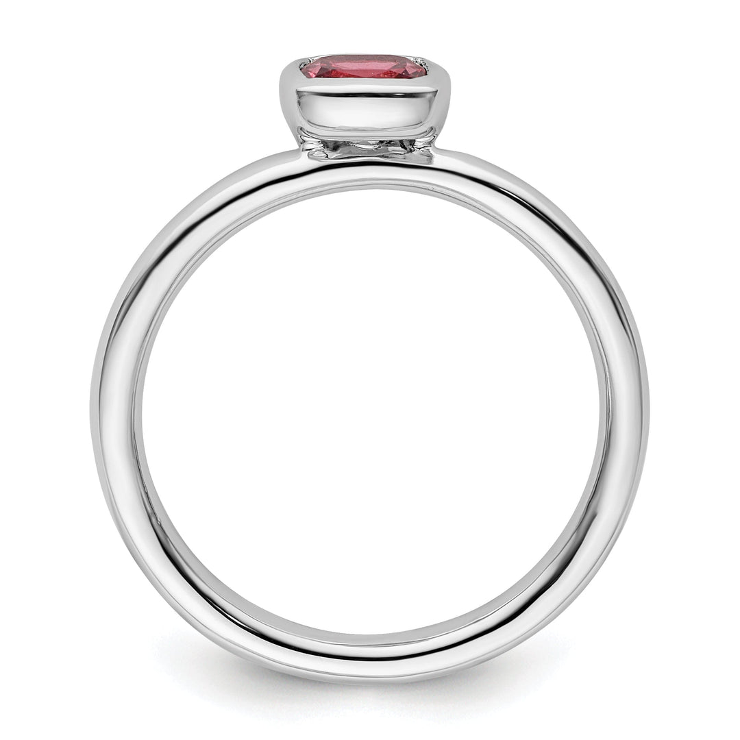 Sterling Silver Cushion Cut Pink Tourmaline Ring