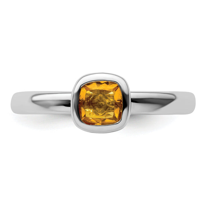 Sterling Silver Cushion Cut Citrine Ring