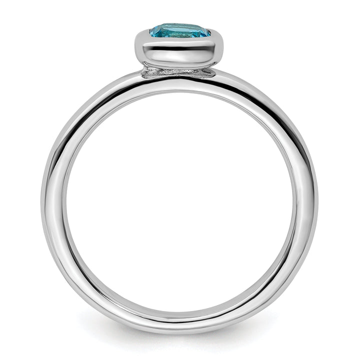 Sterling Silver Cushion Cut Blue Topaz Ring