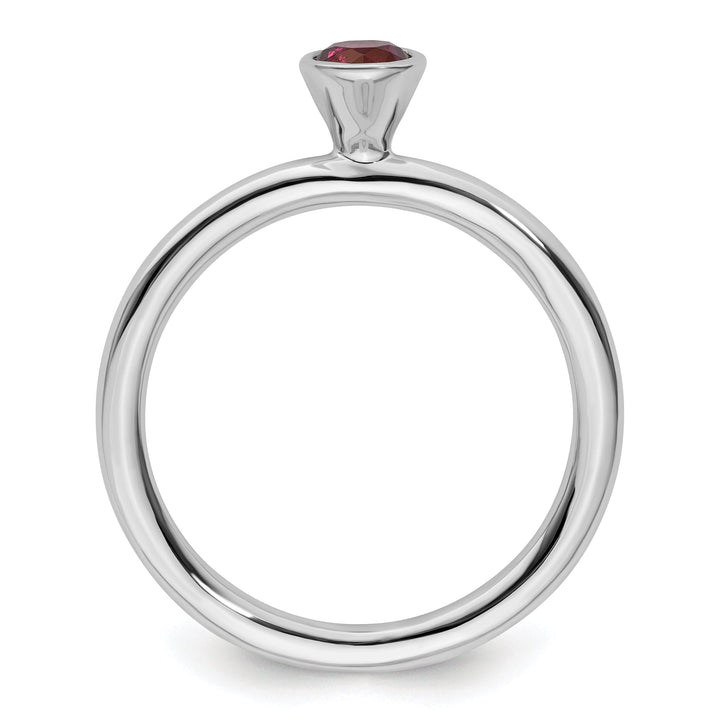 Sterling Silver High Round Rhodolite Garnet Ring