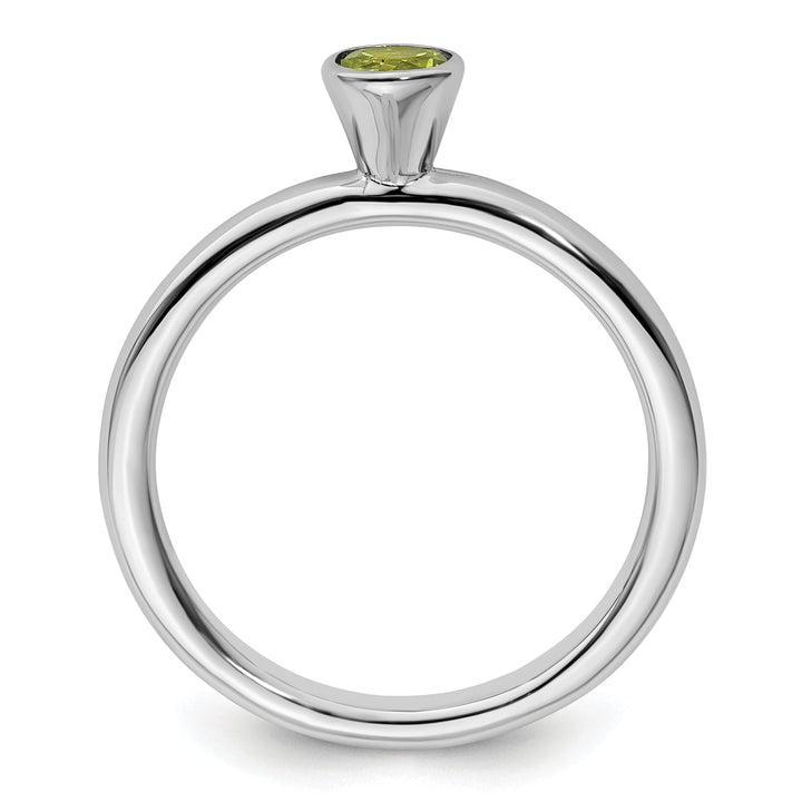 Sterling Silver High 4MM Round Peridot Ring