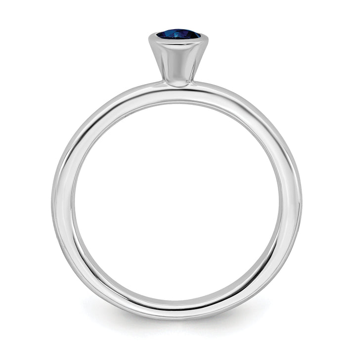 Sterling Silver Round Created Sapphire Ring