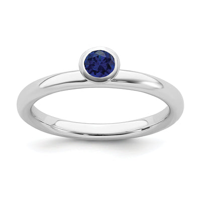 Sterling Silver Round Created Sapphire Ring at $ 29.82 only from Jewelryshopping.com