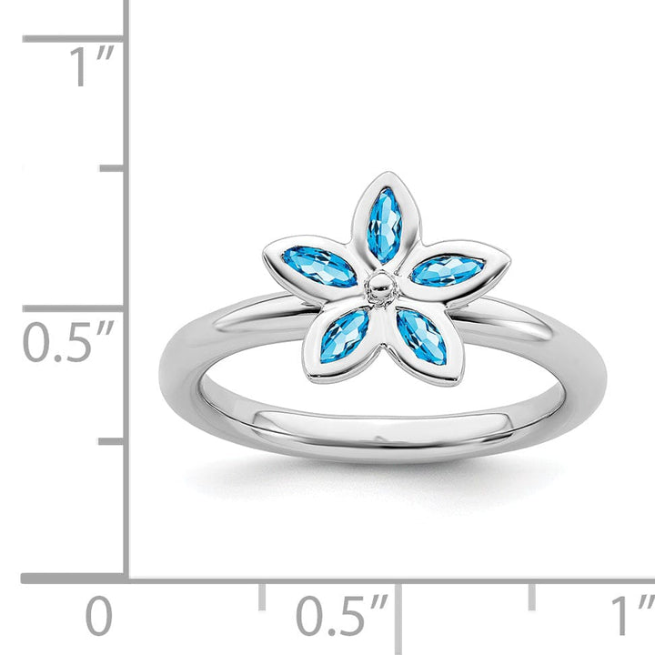 Sterling Silver Blue Topaz Flower Ring