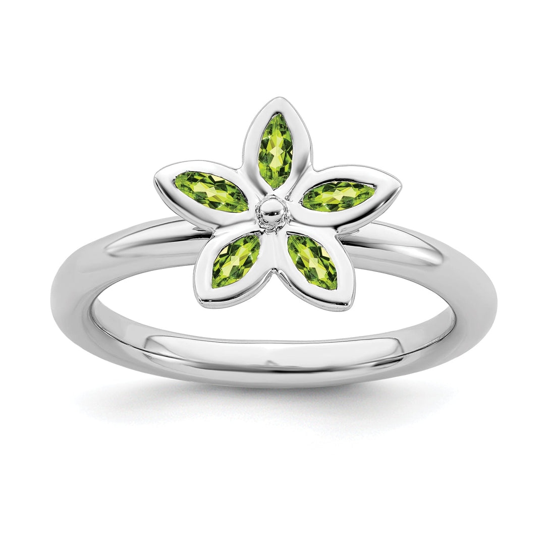 Sterling Silver Peridot Flower Ring