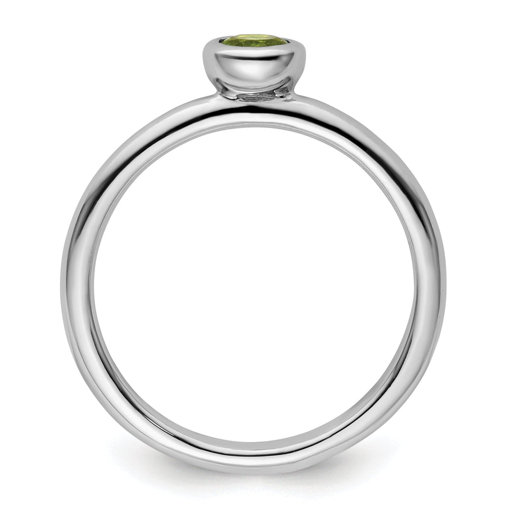Sterling Silver Low 4MM Round Peridot Ring