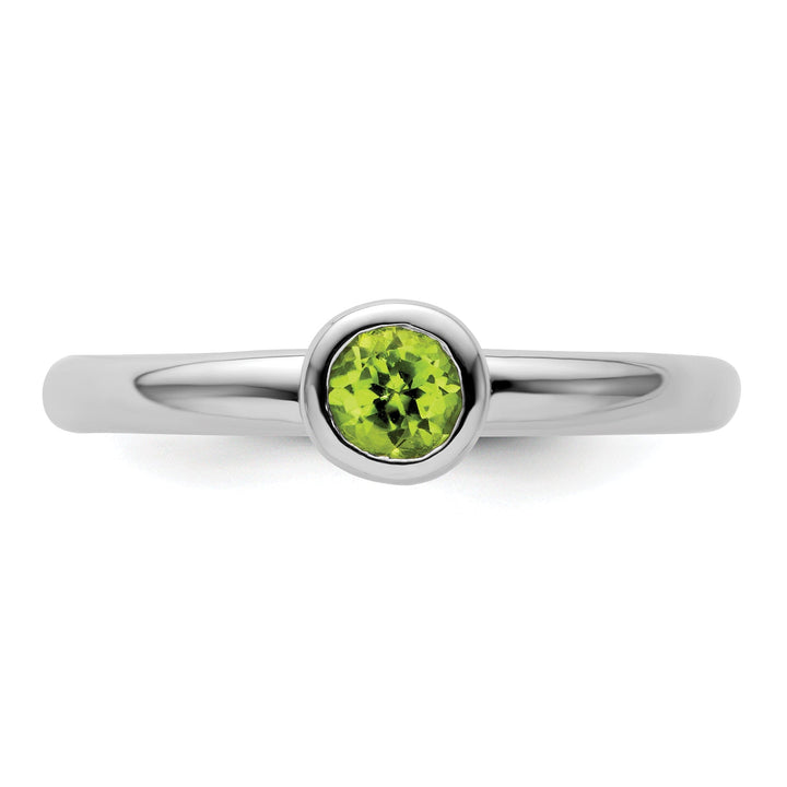 Sterling Silver Low 4MM Round Peridot Ring