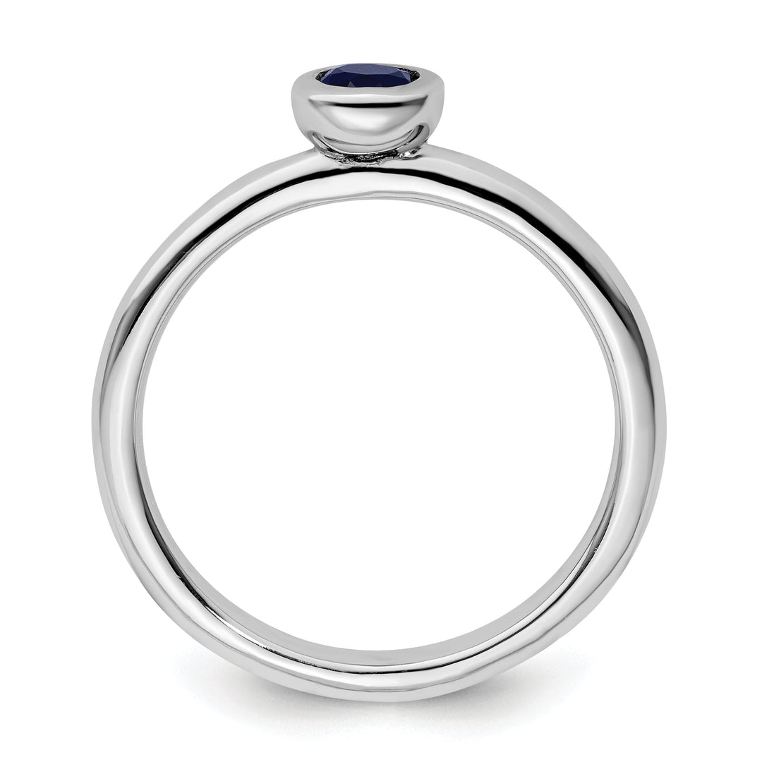 Sterling Silver Round Created Sapphire Ring