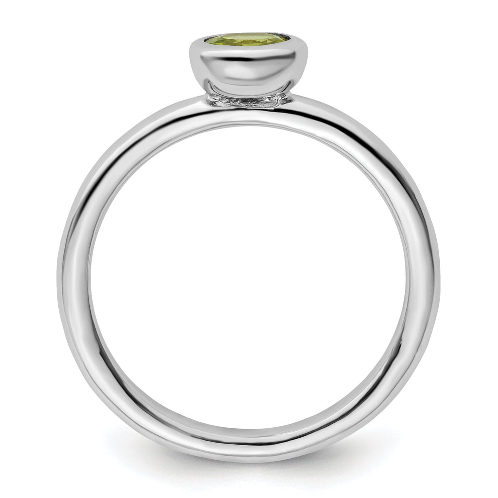 Sterling Silver Low 5MM Round Peridot Ring