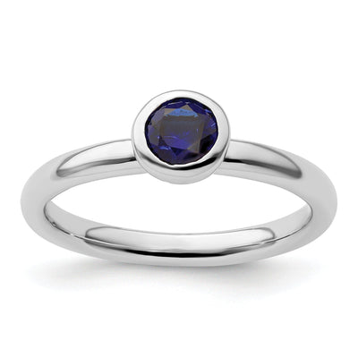 Sterling Silver Round Created Sapphire Ring at $ 30.8 only from Jewelryshopping.com