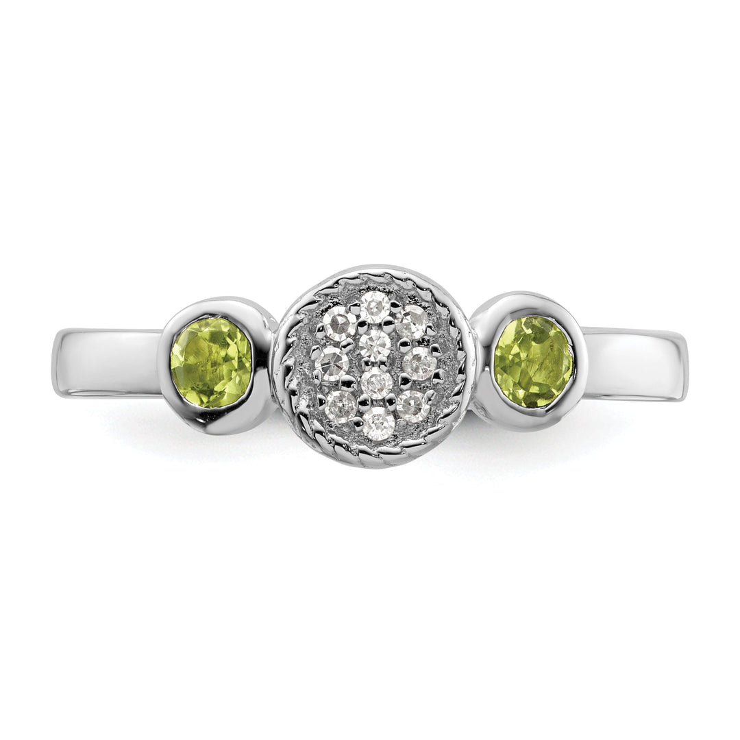 Sterling Silver Double Peridot Diamond Ring