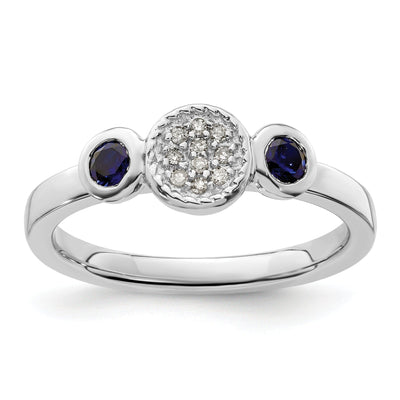 Sterling Silver Created Sapphire Diamond Ring at $ 64.56 only from Jewelryshopping.com