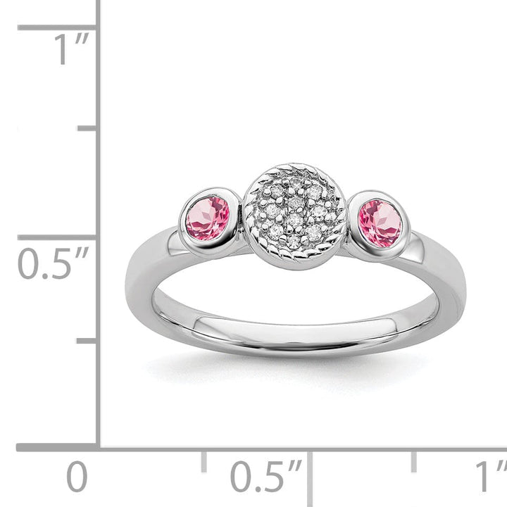 Sterling Silver Pink Tourmaline Diamond Ring