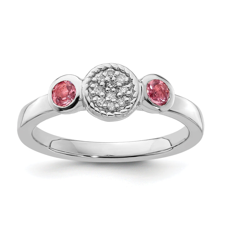 Sterling Silver Pink Tourmaline Diamond Ring