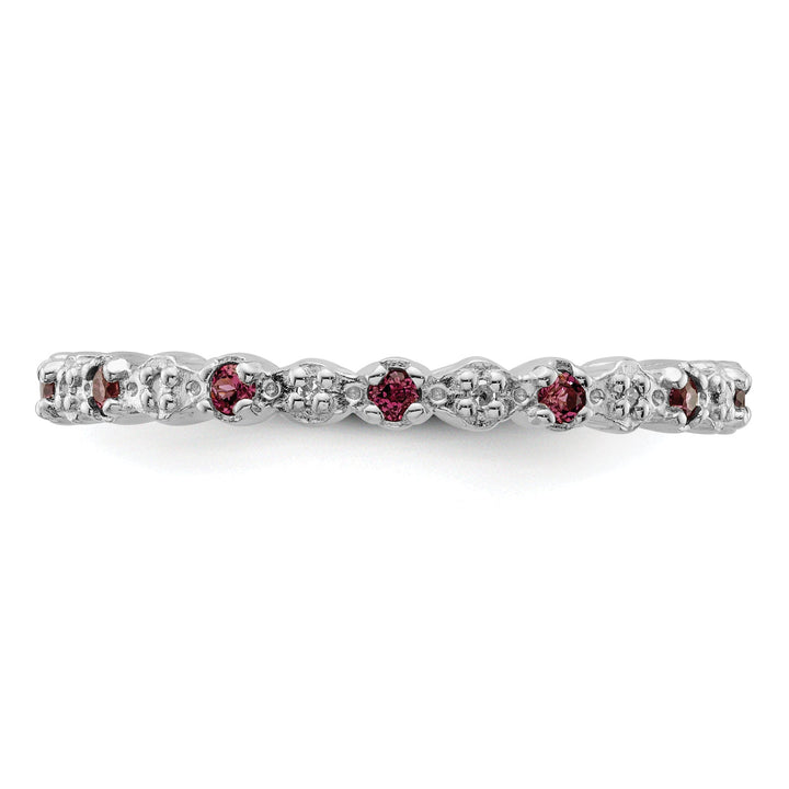 Sterling Silver Rhodolite Garnet Diamond Ring