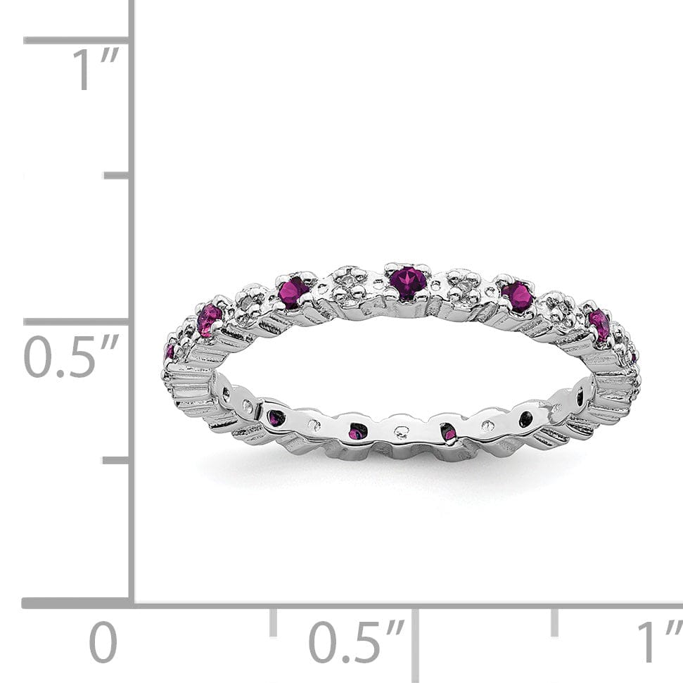 Sterling Silver Rhodolite Garnet Diamond Ring