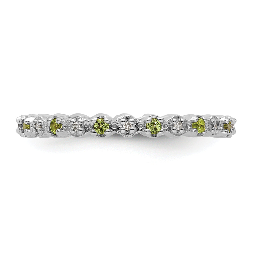 Sterling Silver Peridot Diamond Ring