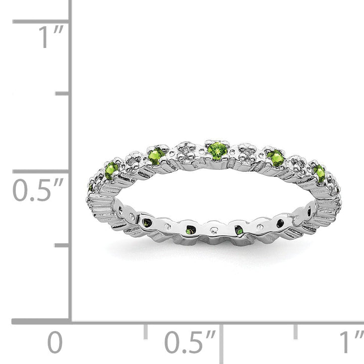 Sterling Silver Peridot Diamond Ring