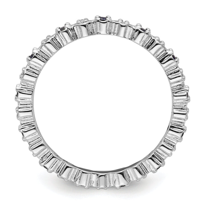 Sterling Silver Created Sapphire Diamond Ring