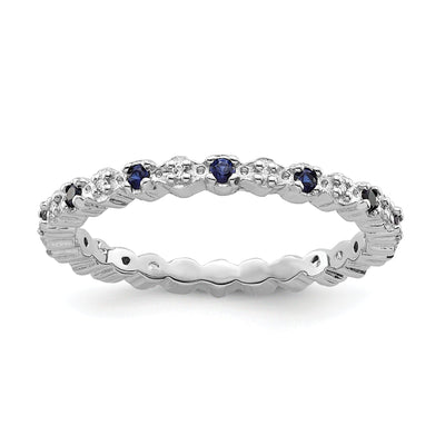 Sterling Silver Created Sapphire Diamond Ring at $ 68.32 only from Jewelryshopping.com