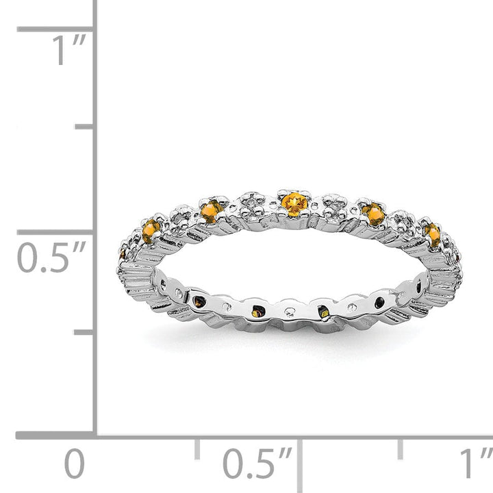 Sterling Silver Citrine Diamond Ring