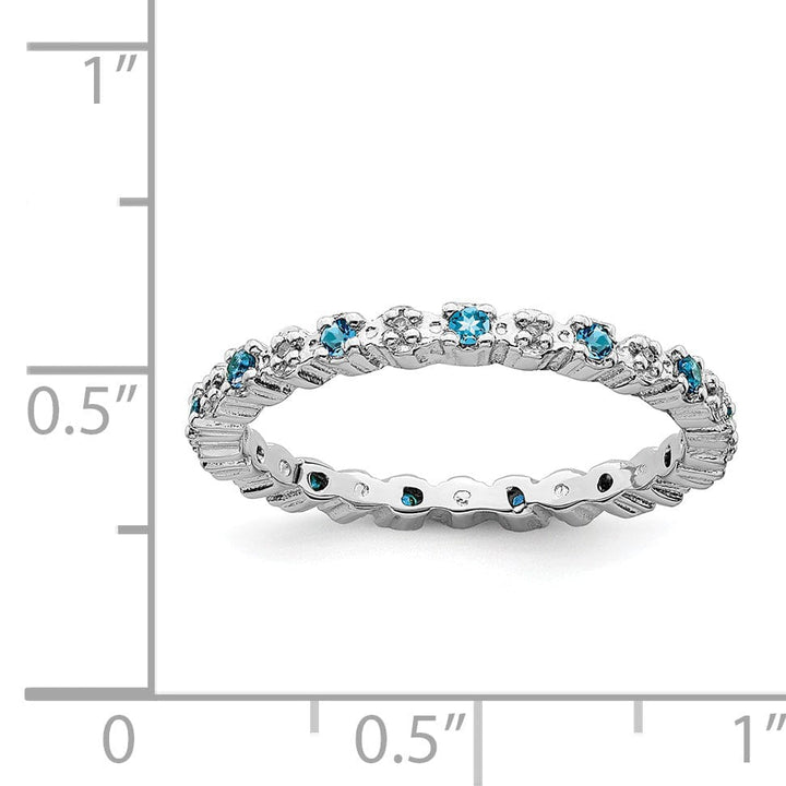 Sterling Silver Blue Topaz Diamond Ring