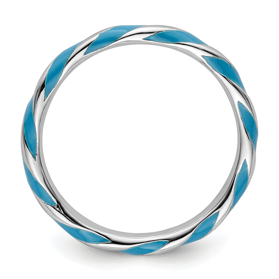 Sterling Silver Blue Enameled Stackable Ring