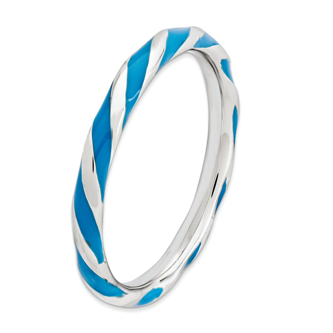 Sterling Silver Blue Enameled Stackable Ring